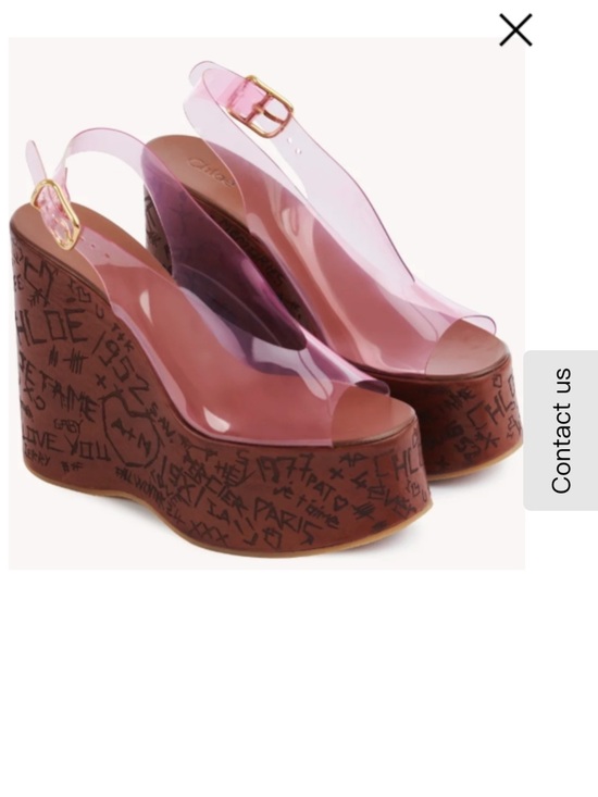 Chloe Shoes - Chloe Pink Transparent PVC Slingback Platform Wedges